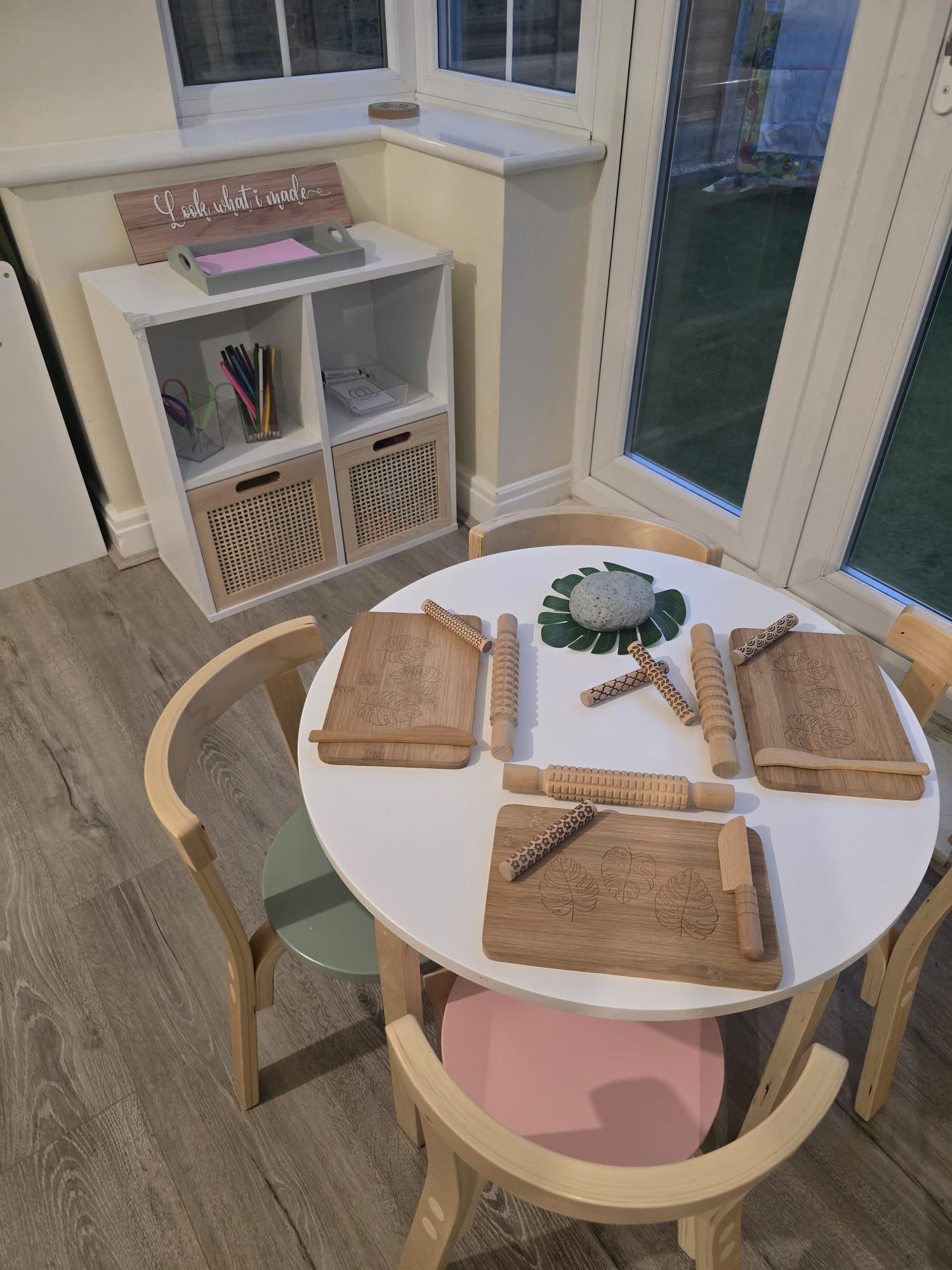 Playdough and craft table ready for creative play